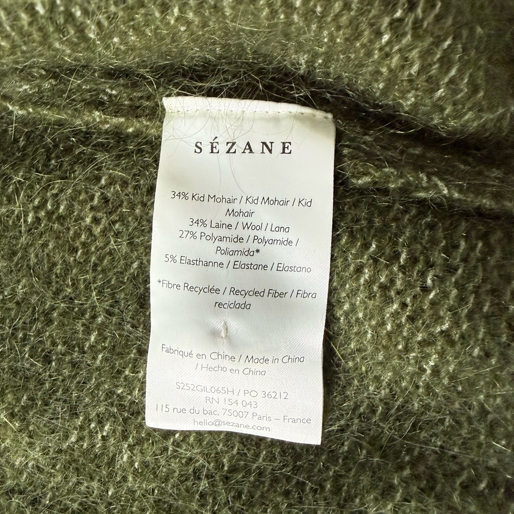 Sezane Andrew Cardigan Perfect Green/ Ecru - Size S - Picture 4 of 12